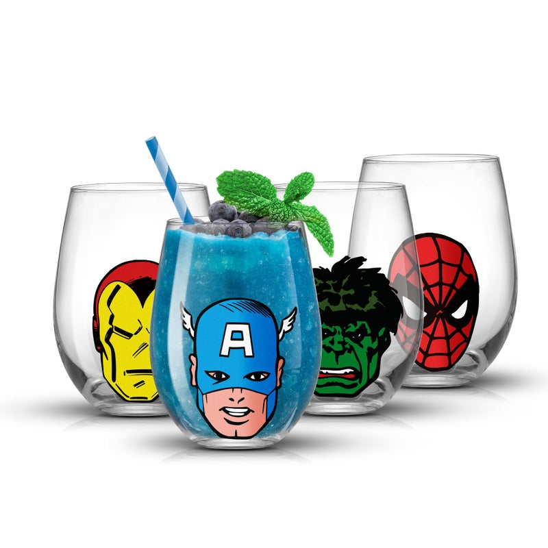 JoyJolt JoyJolt Marvel Heroes Stemless Drinking Glasses  19oz Superhero Cups ft Hulk Captain America Spiderman and Iron Man  Avengers Glassware Set of 4  Marvel Gifts for Men and Women  - Image 2