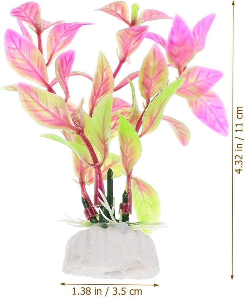 SHOWERORO 10pcs Artificial Aquatic Plants Plastic Water Plant Decor for Fish Tank Aquarium Decoration Burgundy Color - Image 2