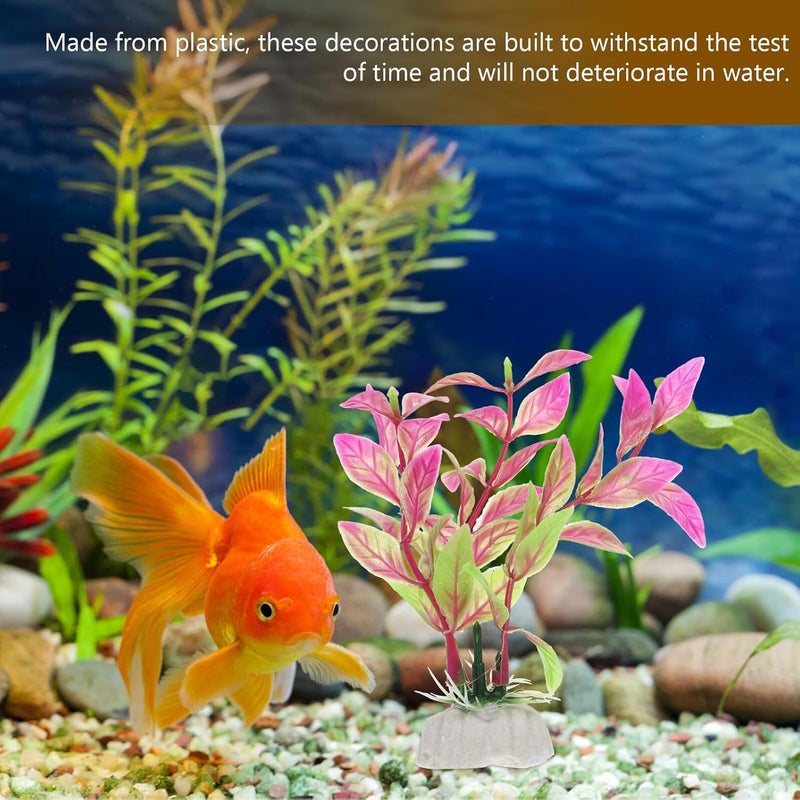 SHOWERORO 10pcs Artificial Aquatic Plants Plastic Water Plant Decor for Fish Tank Aquarium Decoration Burgundy Color - Image 5