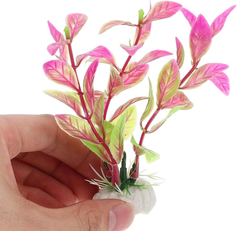 SHOWERORO 10pcs Artificial Aquatic Plants Plastic Water Plant Decor for Fish Tank Aquarium Decoration Burgundy Color - Image 4