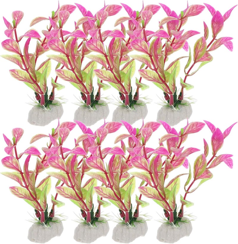SHOWERORO 10pcs Artificial Aquatic Plants Plastic Water Plant Decor for Fish Tank Aquarium Decoration Burgundy Color - Image 1
