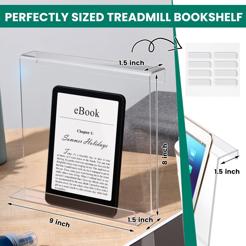Jetec Treadmill Book Holder, Clear Acrylic Reading Rack for Treadmill Tablet Rack Universal Holder Tablet Magazines Books for Gym Exercising(9 x 8 x 1.5 Inches) - Image 2