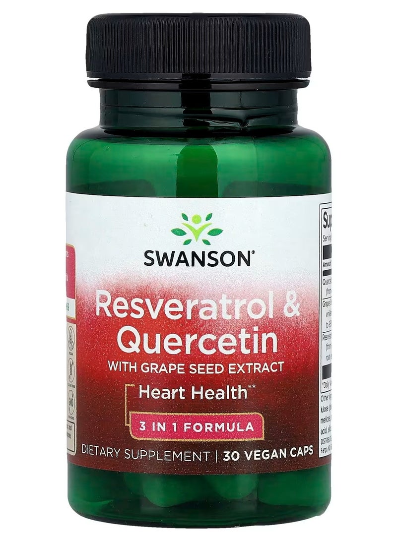 Swanson, Resveratrol & Quercetin with Grape Seed Extract, 30 Veggie Caps