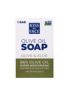 Kiss My face Kiss My Face Pure Olive Oil Soap with Aloe Vera, Moisturizing Bar Soap, 8 oz Bars, Olive & Aloe, 64 Ounce (Pack of 8) 