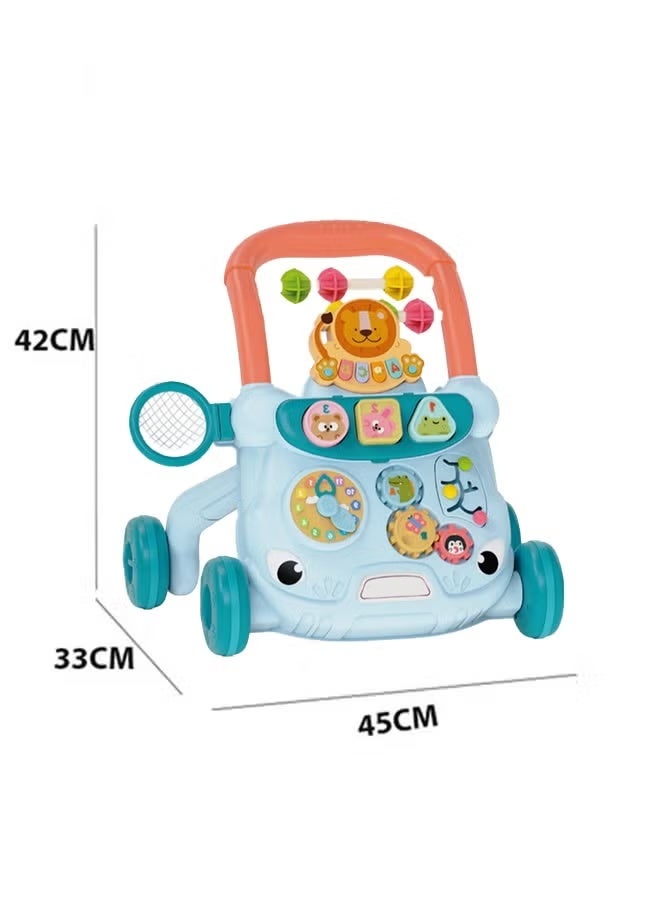 RIKON LIKO Baby walker, multifunctional push walker   baby anti-rollover walker, multifunctional game panel toy, baby activity center, baby music learning toy, holiday gift, suitable for boys and girls (blue) - Image 2