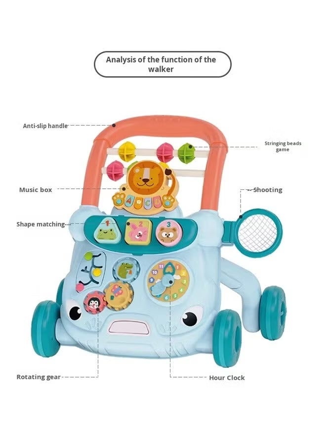 RIKON LIKO Baby walker, multifunctional push walker   baby anti-rollover walker, multifunctional game panel toy, baby activity center, baby music learning toy, holiday gift, suitable for boys and girls (blue) - Image 3