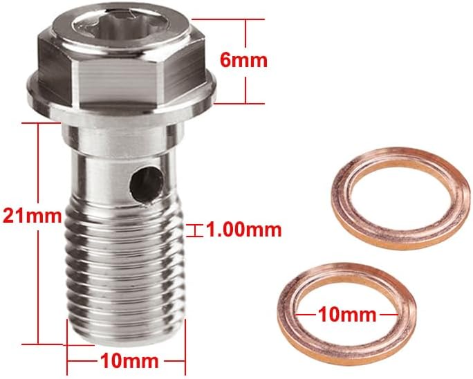 LE LEFOSSI Universal M10x1.00 Stainless Steel Banjo Bolt with Copper Washers - Image 4