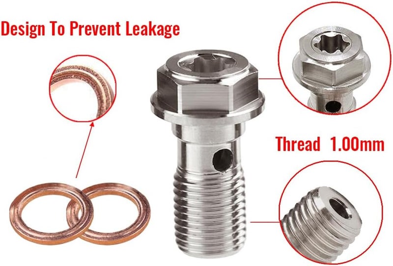 LE LEFOSSI Universal M10x1.00 Stainless Steel Banjo Bolt with Copper Washers - Image 5