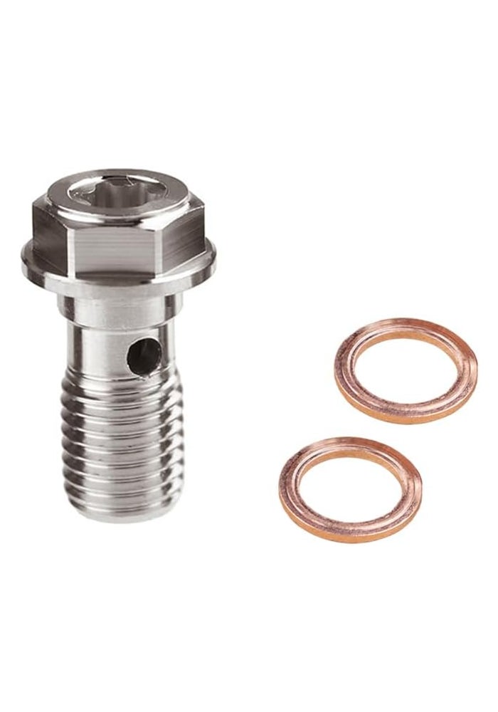 LE LEFOSSI Universal M10x1.00 Stainless Steel Banjo Bolt with Copper Washers - Image 1