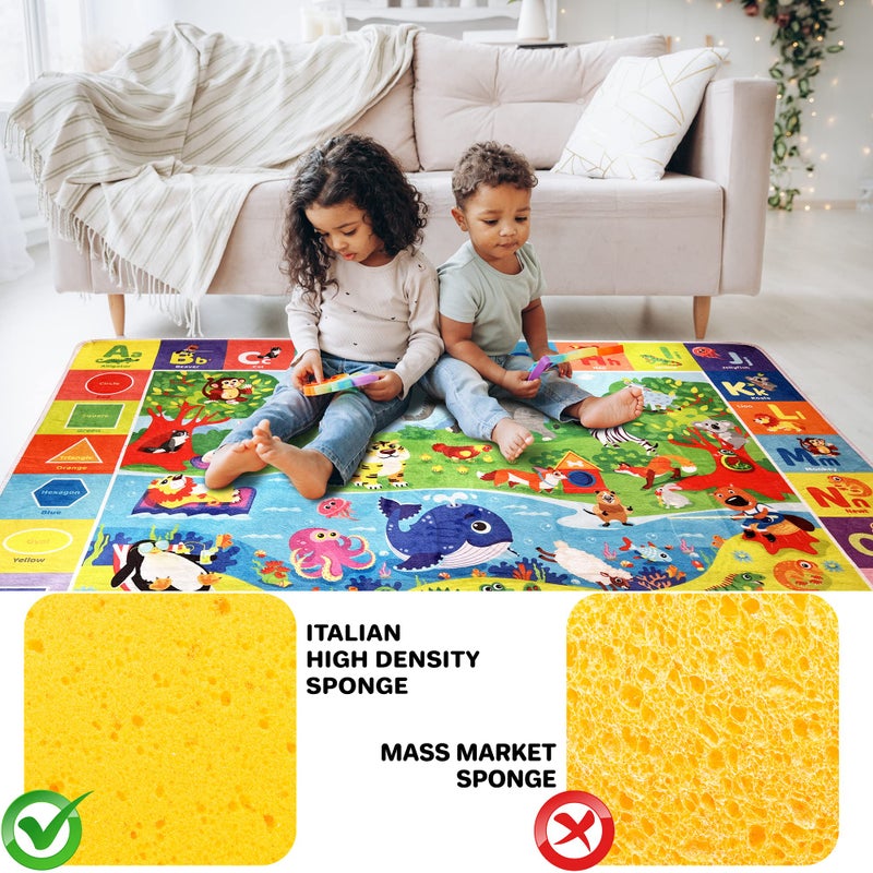 QUOKKA Baby Play Mat for Floor - Super Soft Plush Surface ABC Rug for Toddlers & Infants - Extra Thick (0.3in) Non-Slip Padded Nursery Mat for Crawling & Fun - Foldable Gift Rug - Image 5