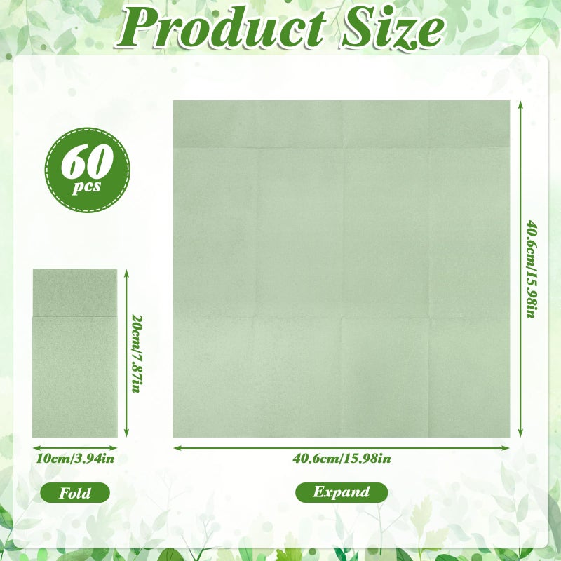 NatNarr 60 Pcs Sage Green Linen-Feel Paper Napkins with Built-in Flatware Pocket, Pocket Linen Napkins Prefolded Cloth Like Paper Napkins Bulk for Silverware Easter Wedding Baby Shower Birthday Bridal Party - Image 2
