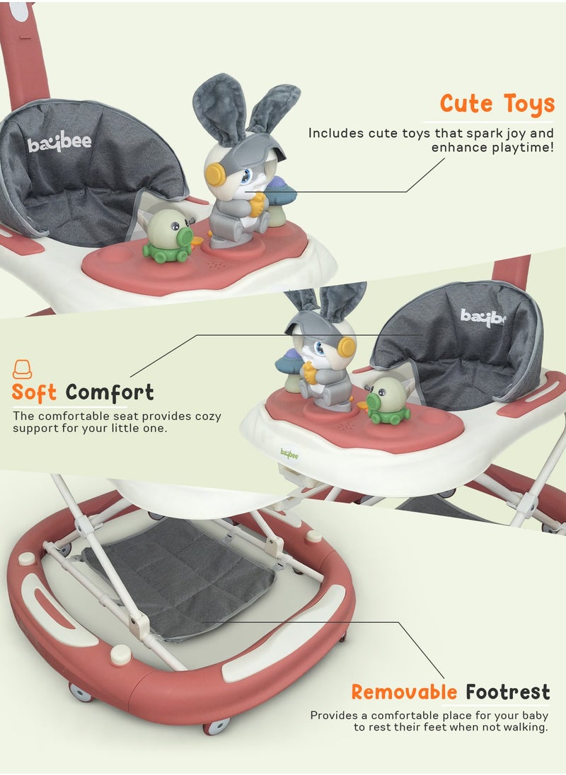 BAYBEE 3-In-1 Baby Walker With Rocker Mode, Parental Push Handle, Musical Toy Bar, Adjustable Height, Footmat, 6 To 24 Months  - Image 3