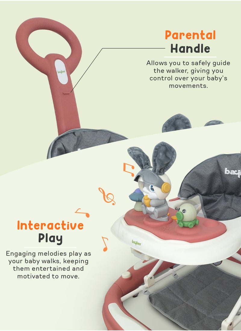 BAYBEE 3-In-1 Baby Walker With Rocker Mode, Parental Push Handle, Musical Toy Bar, Adjustable Height, Footmat, 6 To 24 Months  - Image 4