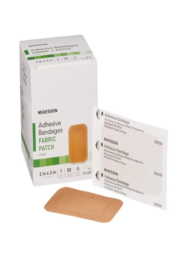 McKesson Adhesive Bandages, Sterile, Fabric Patch, 2 in x 3 in, 50 Count, 2 Packs, 100 Total - Image 1