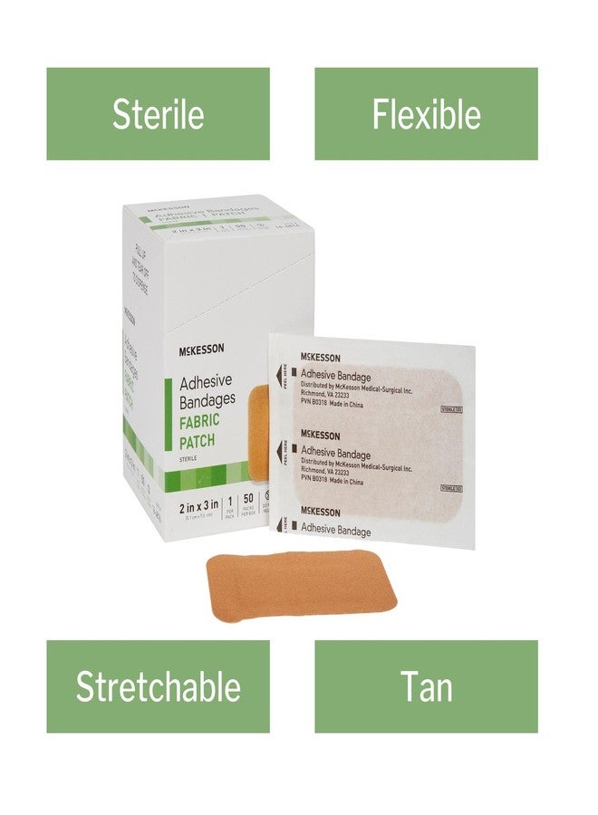McKesson Adhesive Bandages, Sterile, Fabric Patch, 2 in x 3 in, 50 Count, 2 Packs, 100 Total - Image 3
