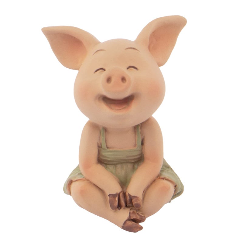 KEEPKAP Mini Pig Figurine Resin Home Decor Lucky Animal Garden Statue for Micro Landscape