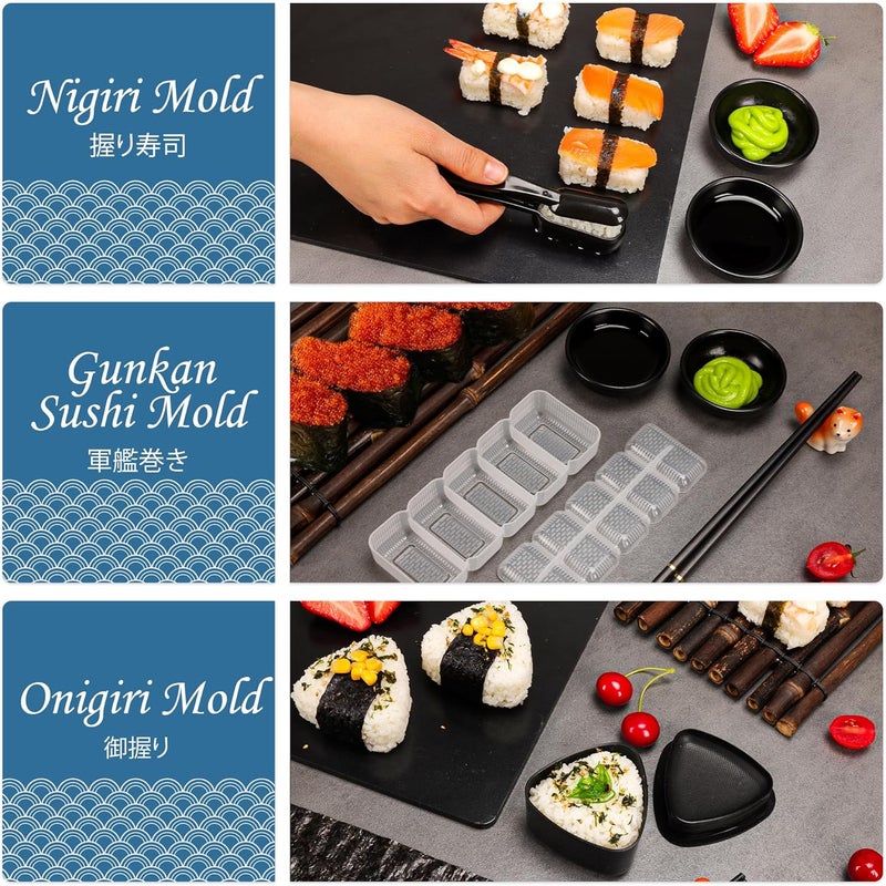 FUNGYAND Sushi Making Kit, 32-in-1 Complete Set with Bazooka Roller, Nigiri & Musubi Presses, Bamboo Mats, Knife, Peeler, Animal Rice Molds, Chopsticks & More – Perfect for Family Fun - Image 3