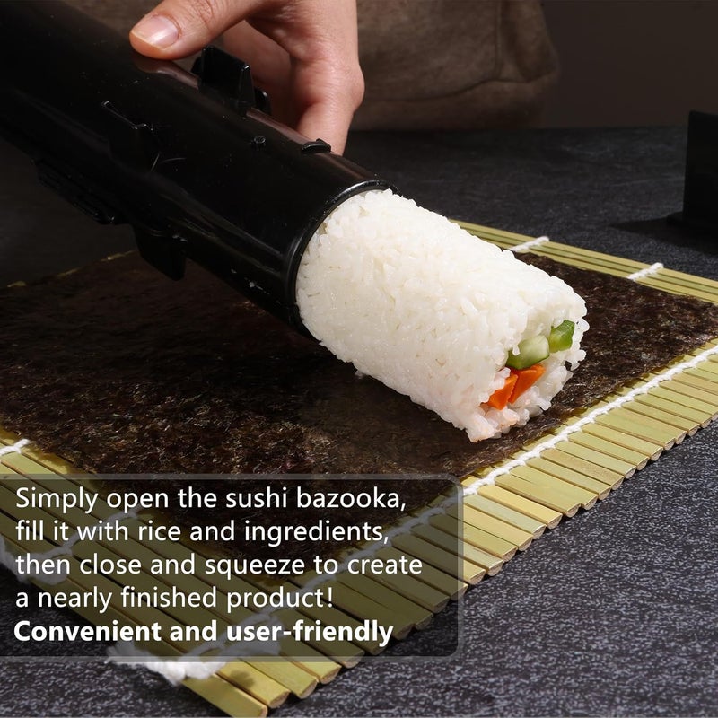 FUNGYAND Sushi Making Kit, 32-in-1 Complete Set with Bazooka Roller, Nigiri & Musubi Presses, Bamboo Mats, Knife, Peeler, Animal Rice Molds, Chopsticks & More – Perfect for Family Fun - Image 2