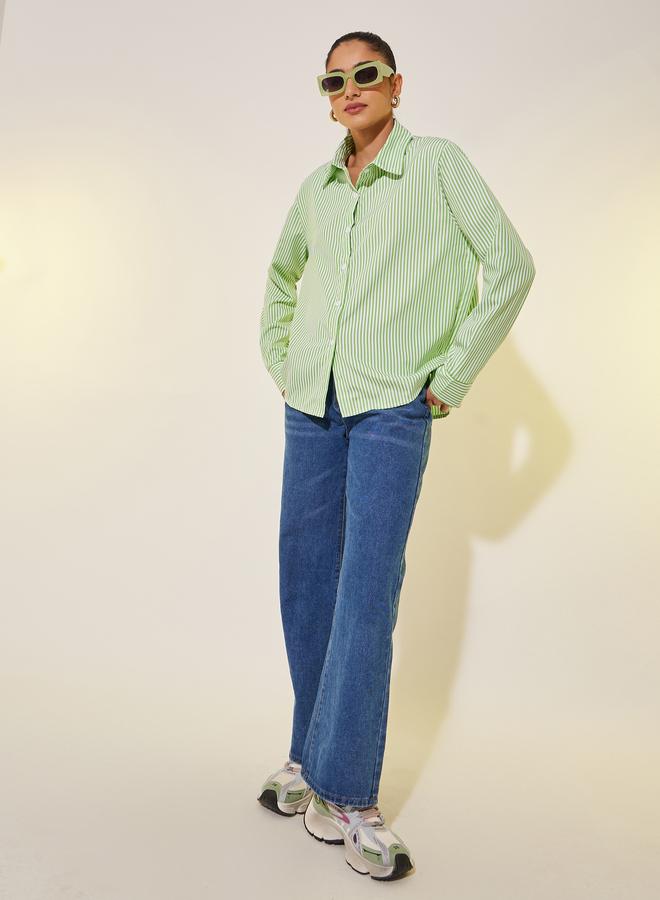 Take Two Take Two Striped Long Sleeve Oversized Shirt  - Image 2