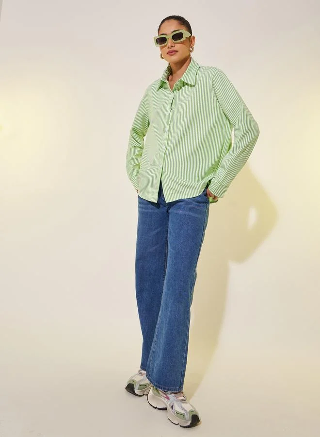 Take Two Take Two Striped Long Sleeve Oversized Shirt