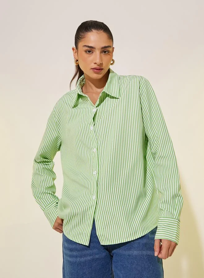 Take Two Take Two Striped Long Sleeve Oversized Shirt