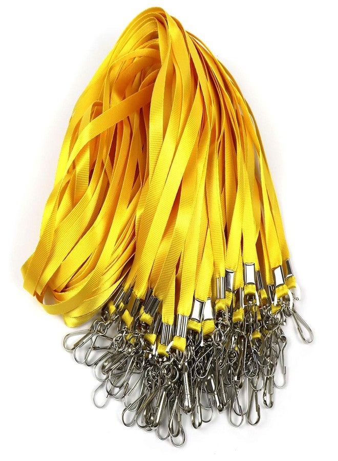 Beebel Yellow Lanyards 100 Pcs Lanyard for Id Badges Flat Lanyard with Badge Clip with J-Hook (Yellow) - Image 1