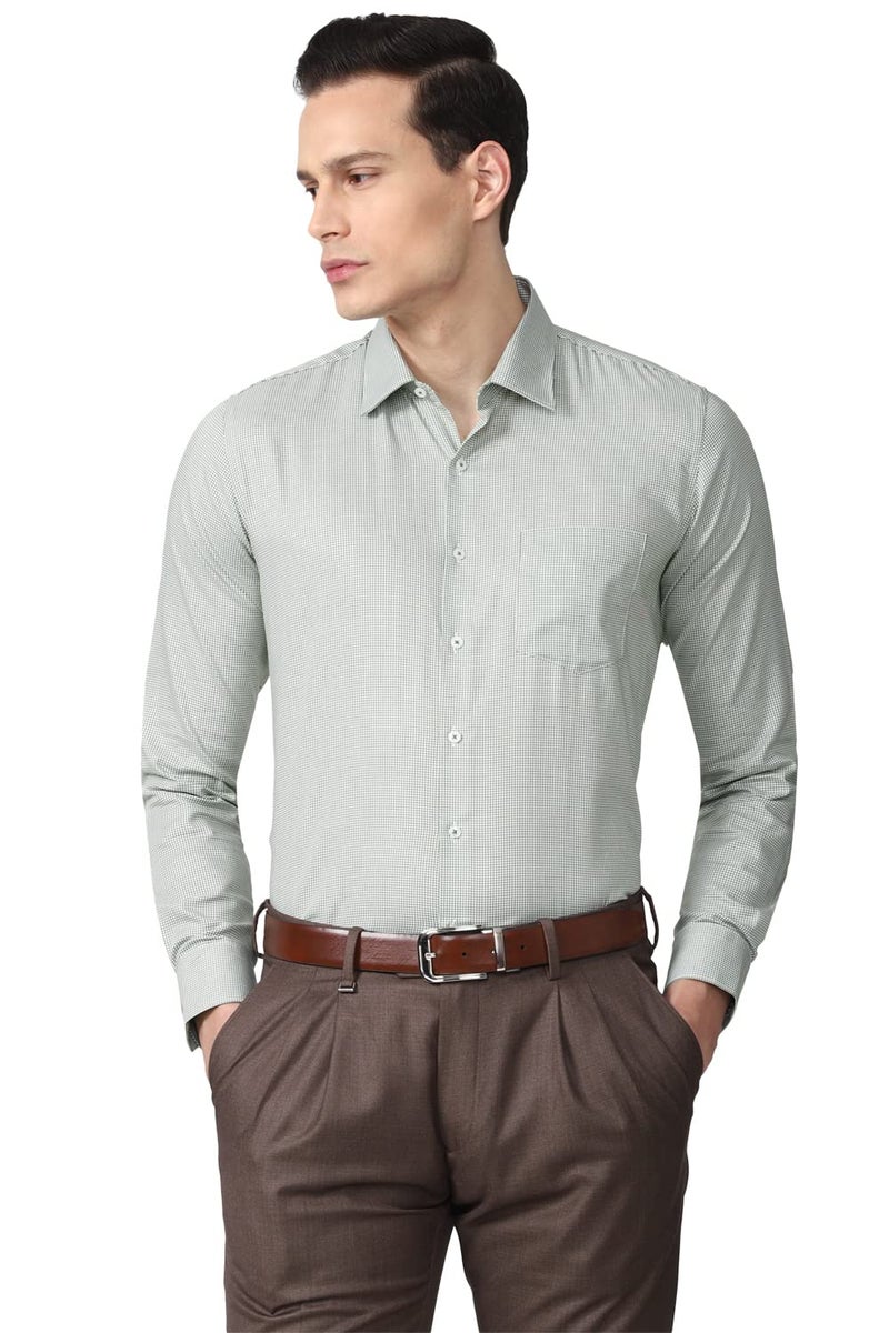Van Heusen Men's Cotton Slim Fit Shirt (VHSFRSLB369651_Green 42) - Image 1