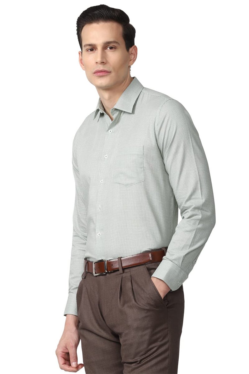Van Heusen Men's Cotton Slim Fit Shirt (VHSFRSLB369651_Green 42) - Image 2