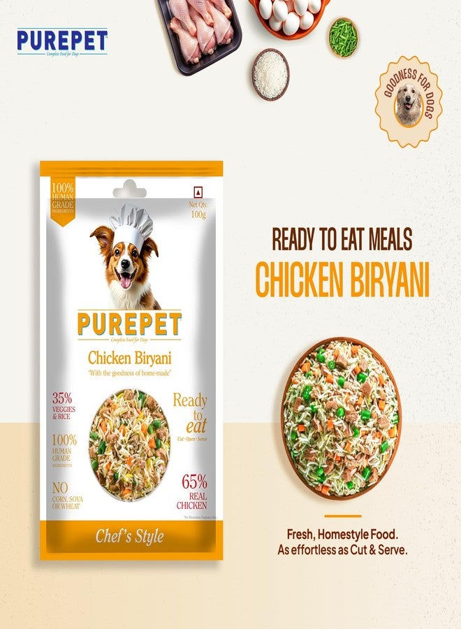 Purepet Fresh Dog Food Chicken Biryani, for Adult & Puppy, 100gm | High Protein, 65% Real Chicken, 35% Veggies & Rice | No Preservatives | Ready to Serve | All Breeds | One Pack One Meal - Image 2