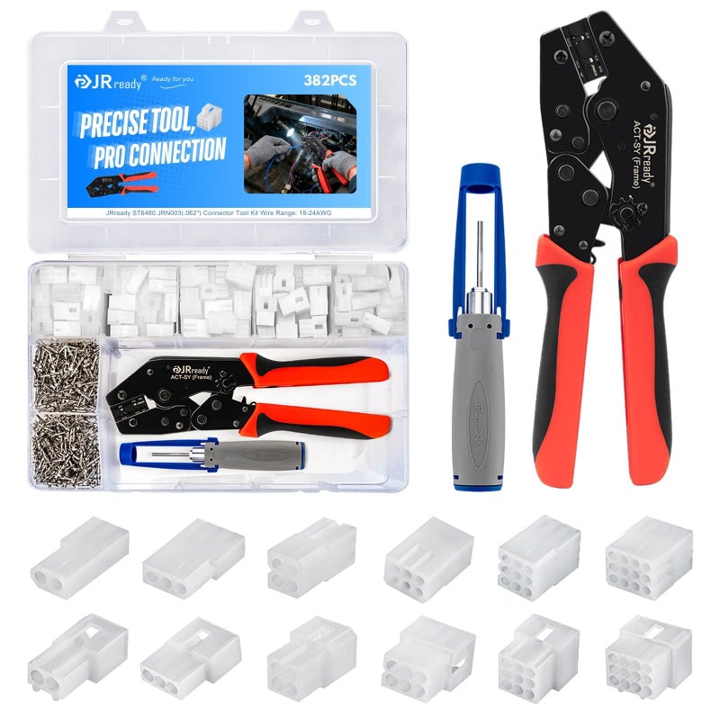 JRready ST6480 2 3 4 6 9 12 Pin Electrical Connector Plug Kit with Terminal Crimping Extractor Tool 160 sets 1824AWG Pin Socket Molex Standard 062 Series Male Female Connector 60 sets 368mm Pitch - Image 2