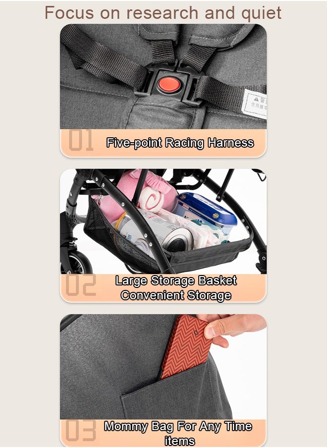 Compact Fold Stroller, Lightweight Stroller with Oversized Canopy, Extra-Large Storage Grey - pzsku/Z4B2937E8E5B1A216DB89Z/45/_/1740291412/2a6f07dc-30f9-4512-b48a-0b40567de072