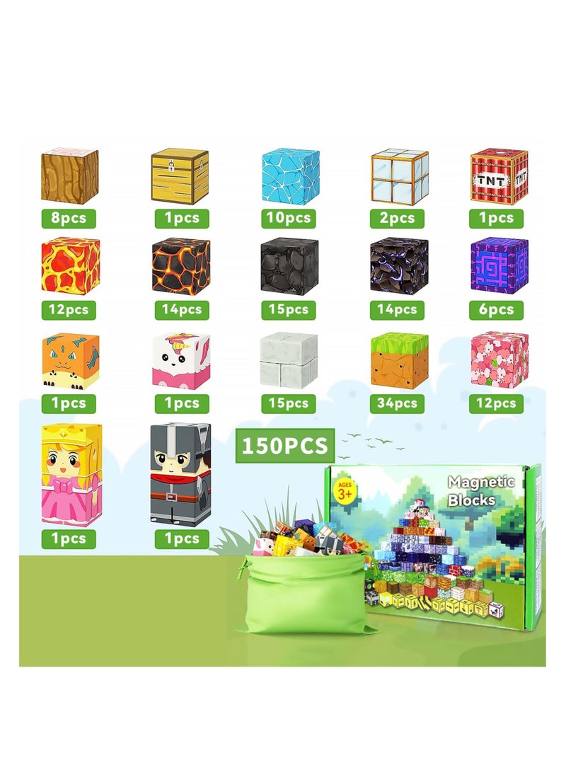 150 PCS Magnetic Building Blocks, STEM Magnetic Tiles Building Set, Creative Educational Toys, Sensory & Outdoor Toys for Kids Aged 3+ Years Old  - Image 4