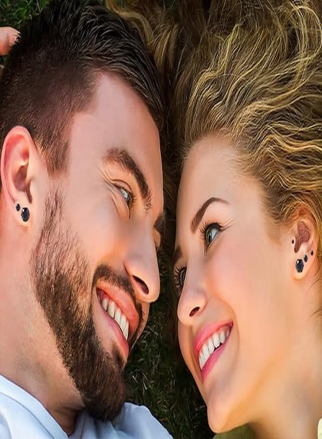 VOLUKA Cubic Zirconia Stainless Steel Screw Flat Back Earring - Hypoallergenic Stud Earrings for Women & Men - 316L Titanium CZ Stud Earrings for Nickel-Free, Trendy & Elegant(black) - Image 5