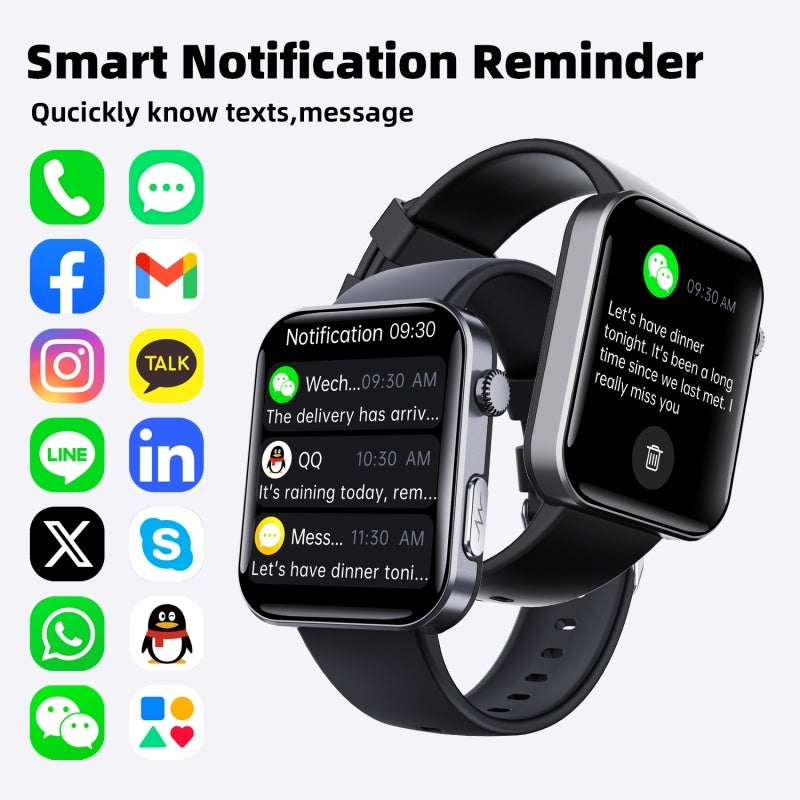 Smart Watch: 2.10" Square IPS LCD Screen, Bluetooth 5.3 Stable Connectivity - Comprehensive Health Monitoring, 52 Sports Modes, SOS Fall Alarm - Pink Smartwatch for iOS Android Users - Image 5