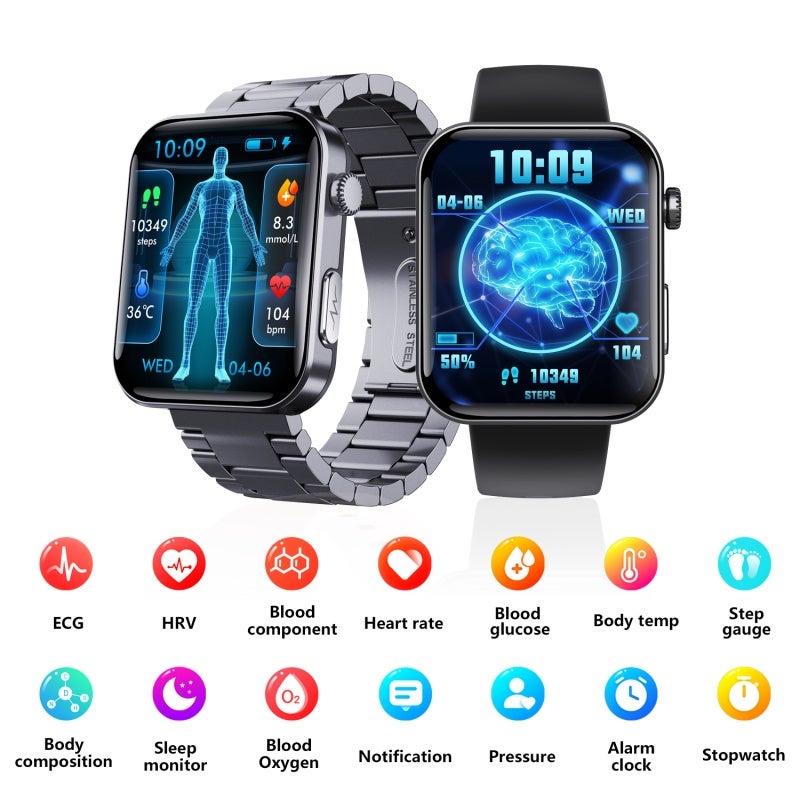Smart Watch: 2.10" Square IPS LCD Screen, Bluetooth 5.3 Stable Connectivity - Comprehensive Health Monitoring, 52 Sports Modes, SOS Fall Alarm - Pink Smartwatch for iOS Android Users - Image 2