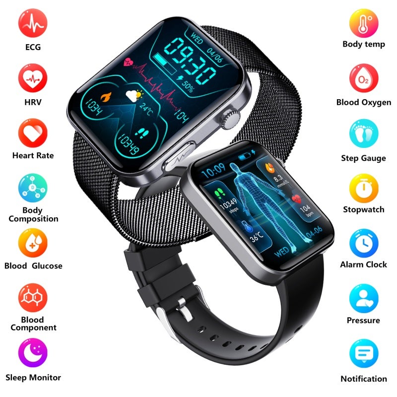 Smart Watch: 2.10" Square IPS LCD Screen, Bluetooth 5.3 Stable Connectivity - Comprehensive Health Monitoring, 52 Sports Modes, SOS Fall Alarm - Pink Smartwatch for iOS Android Users - Image 3