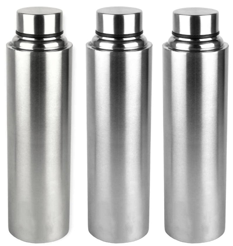 STEEPLE Stainless Steel Water Bottle Leak Proof Office Bottle Gym Bottle Home Kitchen Hiking Treking Bottle Travel Bottle 500 ml Set of 3 Silver - Image 1