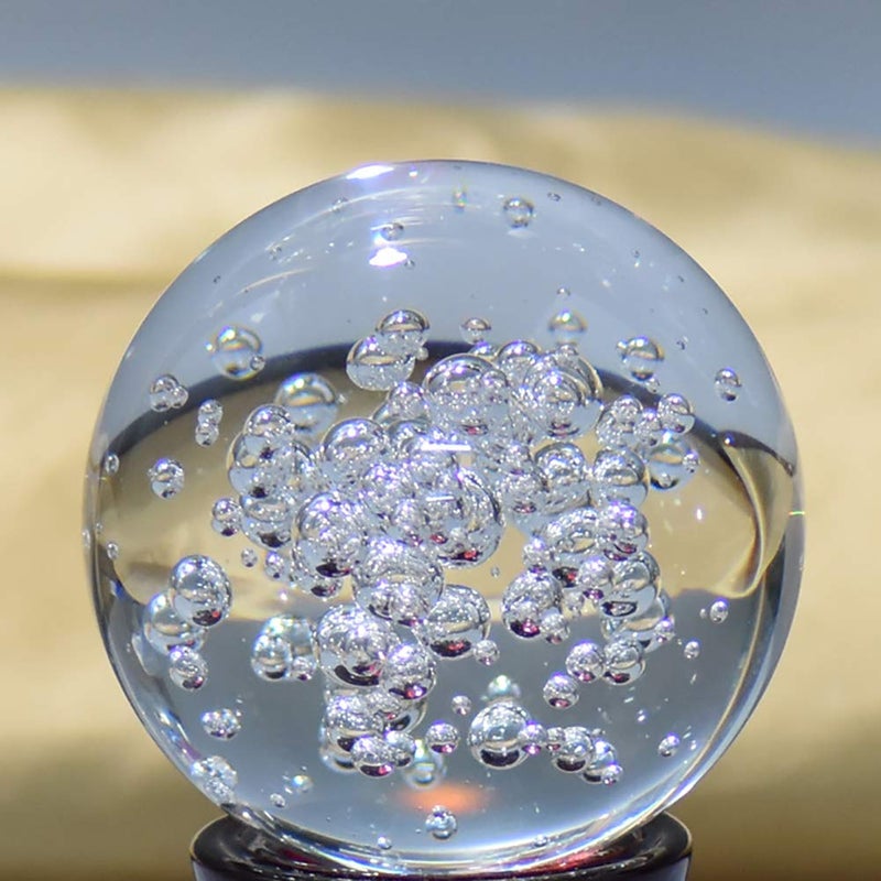 ChezMax Crystal Ball Glass Globe Decor - Crystal Sphere with Stand & Gift Box, Clear Decorative Crystal Globe, 3D Crystal Ball for Home Decor Photography, Gazing Divination Fengshui Meditation, 4 inch/100mm - Image 4