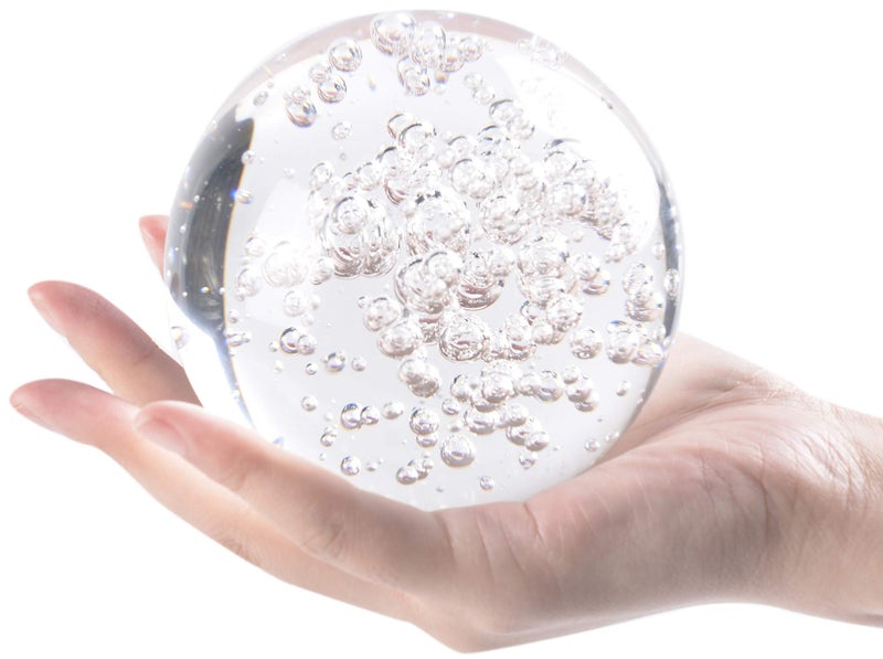 ChezMax Crystal Ball Glass Globe Decor - Crystal Sphere with Stand & Gift Box, Clear Decorative Crystal Globe, 3D Crystal Ball for Home Decor Photography, Gazing Divination Fengshui Meditation, 4 inch/100mm - Image 2