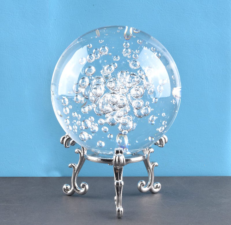 ChezMax Crystal Ball Glass Globe Decor - Crystal Sphere with Stand & Gift Box, Clear Decorative Crystal Globe, 3D Crystal Ball for Home Decor Photography, Gazing Divination Fengshui Meditation, 4 inch/100mm - Image 3
