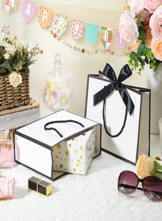 DOYIDE 2 Pack Thank You Gift Bags with Handles, 9x7x3.1in Paper Gift Bags with Bow Ribbon, White Party Favor Bags for Any Birthday Wedding Baby Shower Bridesmaid Party Medium Gift Wrap Bags - Image 3