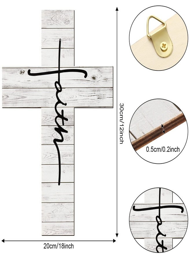 Jetec Faith Wall Decor Wooden Cross Wall Art Christian Wood Wall Hanging Gift Rustic Cross Wall Sign Vintage Religious Faith Cross Spiritual Wall Sculpture for Farmhouse Christmas Cross, 12 x 8 Inch - Image 3