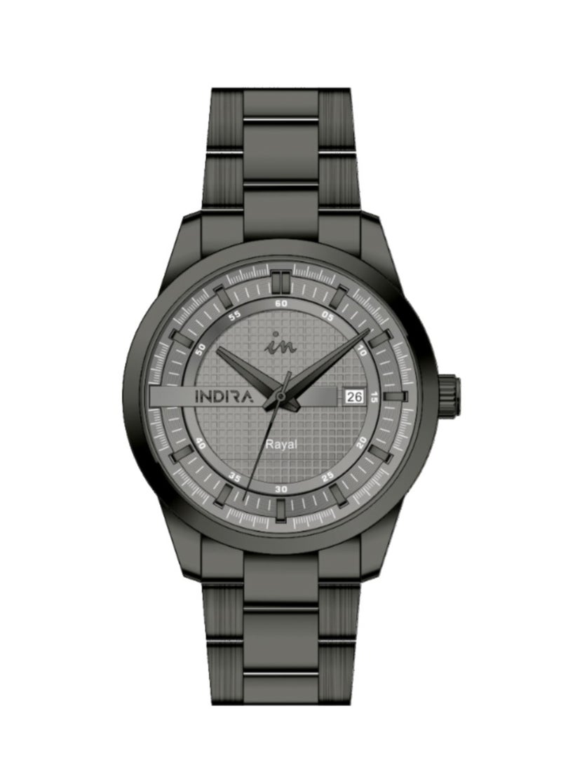 Indira men's wristwatch with date stainless steel -water resistant - Image 1