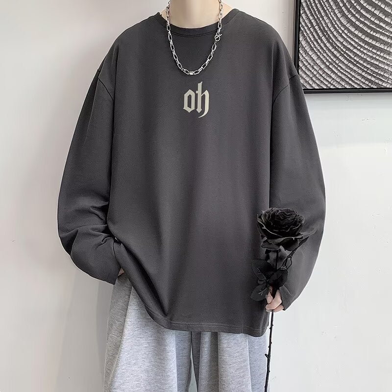 Letter Printing Trendy Brand Long-Sleeved T-Shirt Men'S Couple'S Base Shirt Inner Top T-Shirt Men'S Style