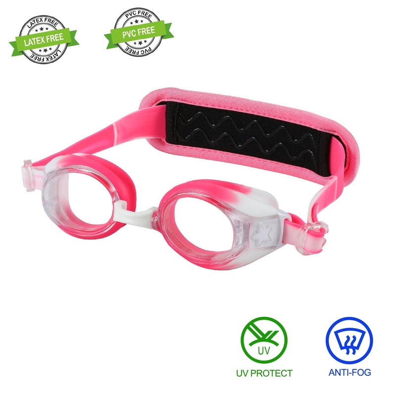 Ruigao Kids Swim Goggles Age 2-6  Toddler Goggles No Hair Pull Uv Protection/Anti Fog/Padded Headband (1Pk Kids - Blue Mermaid) - Image 2