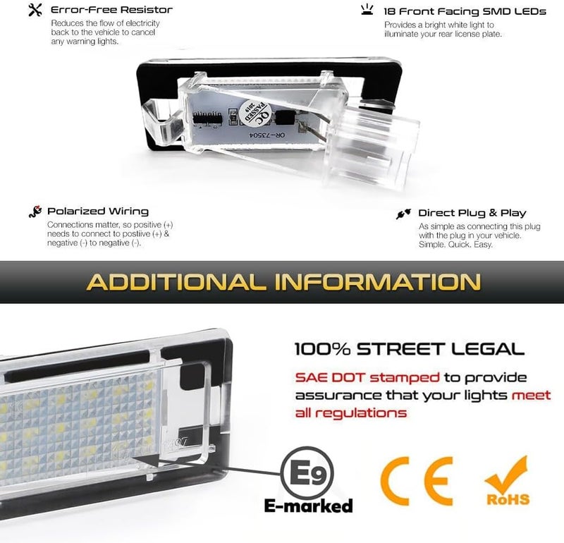 QASULER LED License Plate Light for Renault and Dacia - Image 5