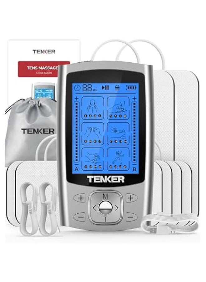 Arabest Rechargeable EMS TENS Device with 24 Modes for Pain Relief and Muscle Strength - Dual Channel Electric Pulse Massager with 4 Electrode Pads  - Image 1