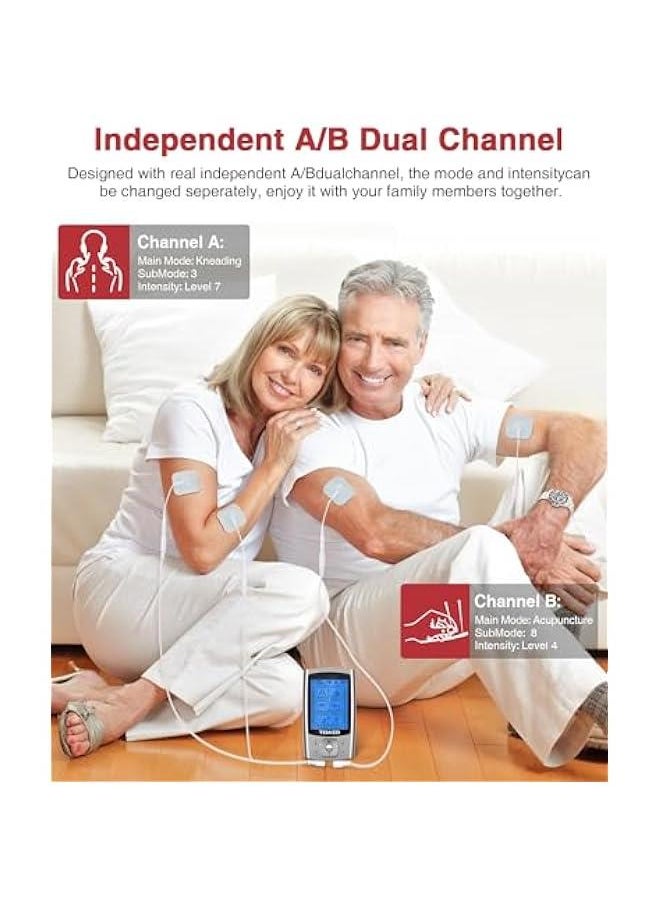 Arabest Rechargeable EMS TENS Device with 24 Modes for Pain Relief and Muscle Strength - Dual Channel Electric Pulse Massager with 4 Electrode Pads  - Image 2