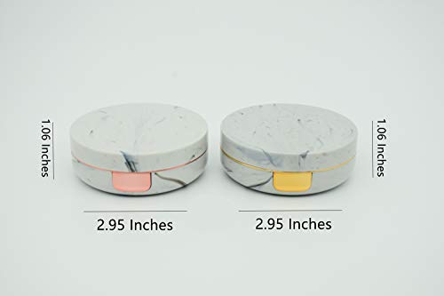 FEILIBAY 2 Pack Marble Contact Lens Case All-in-One Travel Contact container Soak Storage Kit(Rose Gold + Gold) - Image 2