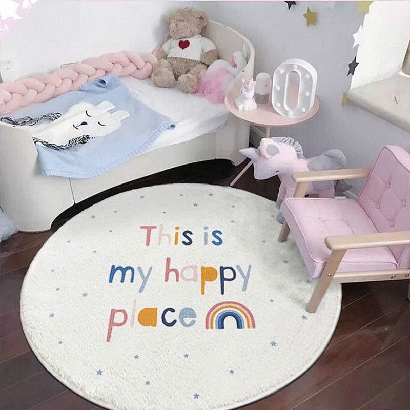 Poowe Rainbow Round Kids Playroom Rug Soft Alphabet Nursery Rugs for Bedroom Playtime Collection Learning Game Carpet for Classroom Best Shower Gift for Infant Toddlers Round 315